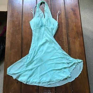 S Blue with Gold Halter Dress